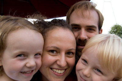 Our growing family, outgrowing our picture frame (Nikola was sleeping on Papa's back)