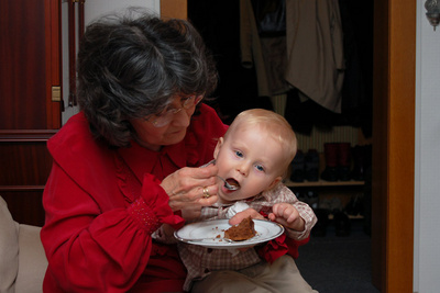 Can you believe he likes chocolate cake?