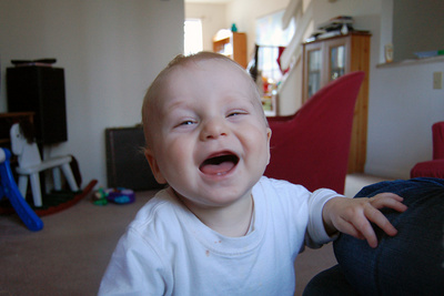 The first of many toothy smiles to come