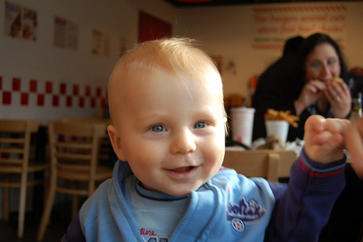 Checking out a burger joint on Christmas vacation