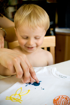 Making his first present for his baby brother