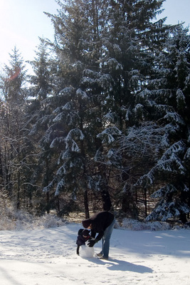 Building the first snowman of the winter