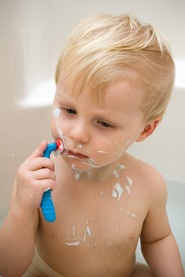 Lost in thought, mid-shave