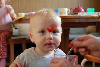 After trying to stick his entire head in the jar of strawberry jam