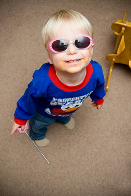 The look: princess sunglasses + spaghetti sauce + fairy glitter body lotion