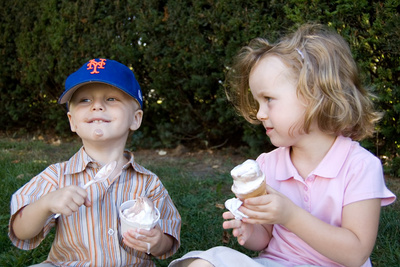 Ice cream made its way to the underside of his Mets hat as well