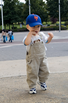 On his way to his first Mets game (and first baseball game)