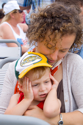 Covering his ears during a scary stretch on the New York Water Taxi