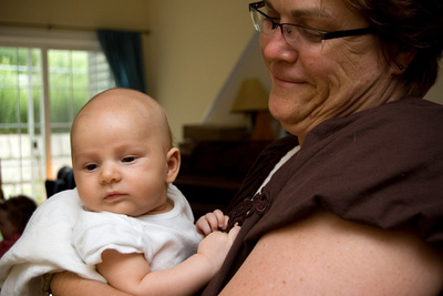 Checking out the view from Grandma's arms
