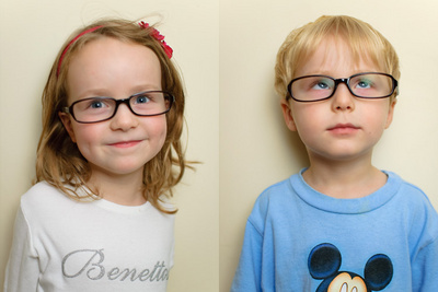 Trying out the view from behind Papa's glasses