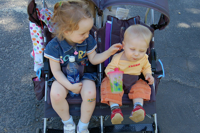 The new stroller has plenty of room for your best friend/annoying sibling to sit and tickle you