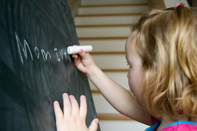 Penmanship practice at the board